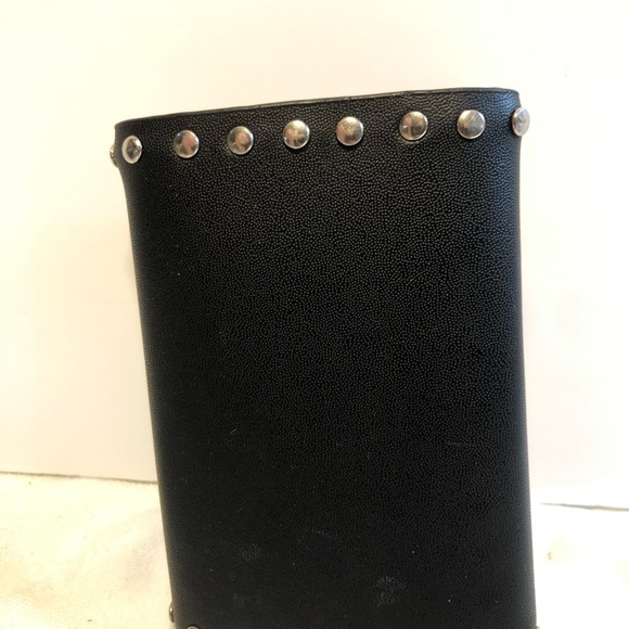 Skull faux Leather Chain Studded Trifold Wallet - Picture 12 of 13